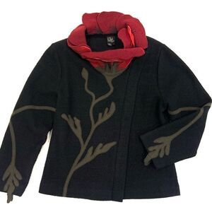 COVELO Boiled Wool & Silk Poppy Sweater Jacket (Sz M)